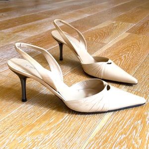 Sergio Rossi Cream Leather Slingback Heels 💗NEW💗
